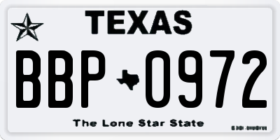 TX license plate BBP0972