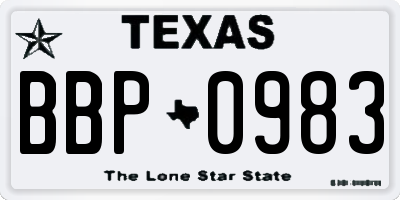 TX license plate BBP0983