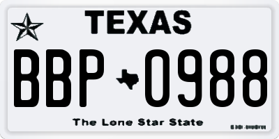 TX license plate BBP0988