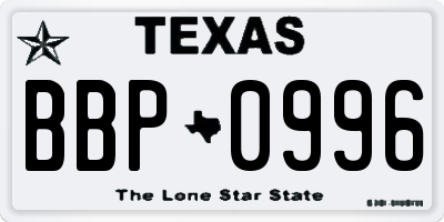 TX license plate BBP0996