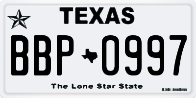 TX license plate BBP0997