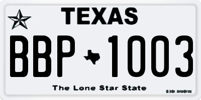 TX license plate BBP1003