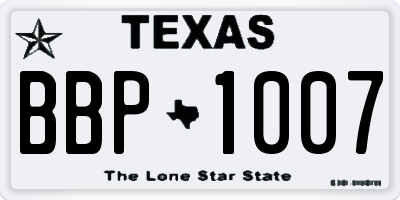 TX license plate BBP1007