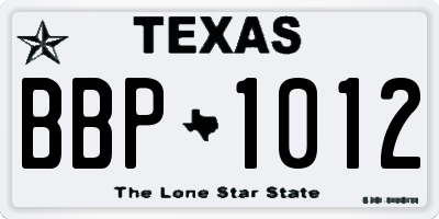 TX license plate BBP1012
