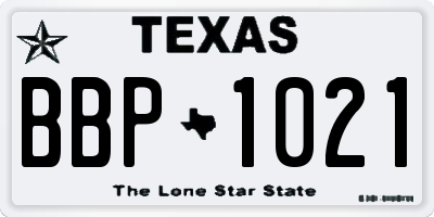TX license plate BBP1021