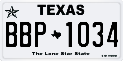 TX license plate BBP1034