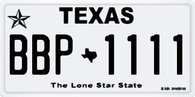 TX license plate BBP1111