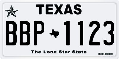 TX license plate BBP1123