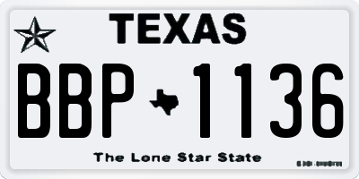 TX license plate BBP1136