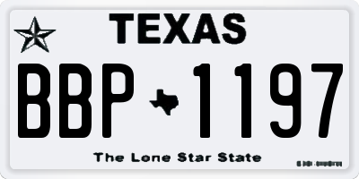 TX license plate BBP1197