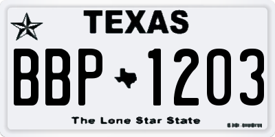 TX license plate BBP1203