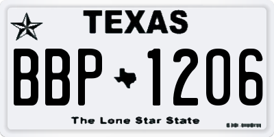 TX license plate BBP1206