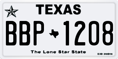 TX license plate BBP1208