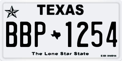 TX license plate BBP1254