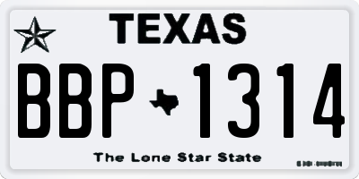 TX license plate BBP1314