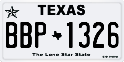 TX license plate BBP1326