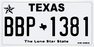 TX license plate BBP1381