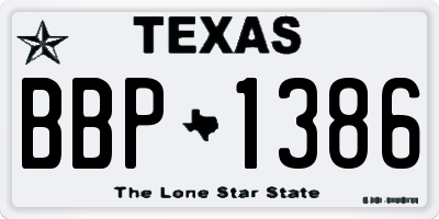 TX license plate BBP1386