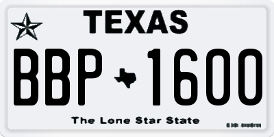 TX license plate BBP1600