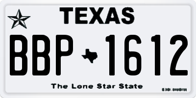 TX license plate BBP1612