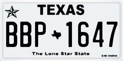 TX license plate BBP1647