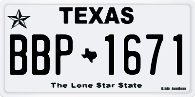 TX license plate BBP1671