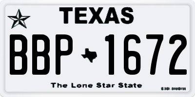 TX license plate BBP1672