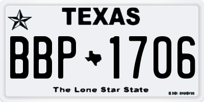 TX license plate BBP1706