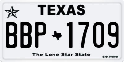 TX license plate BBP1709