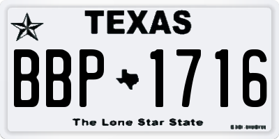 TX license plate BBP1716