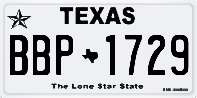 TX license plate BBP1729