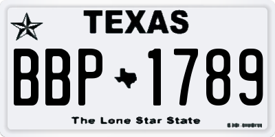 TX license plate BBP1789