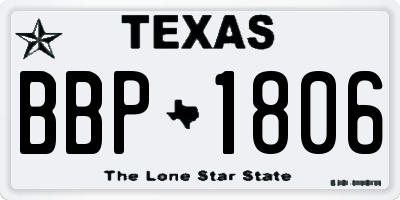 TX license plate BBP1806