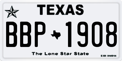 TX license plate BBP1908
