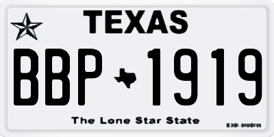 TX license plate BBP1919