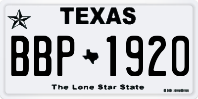 TX license plate BBP1920