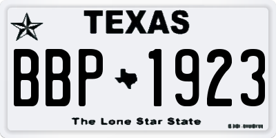 TX license plate BBP1923