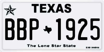 TX license plate BBP1925