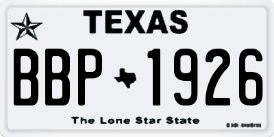 TX license plate BBP1926
