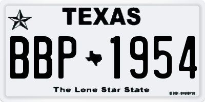 TX license plate BBP1954