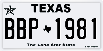 TX license plate BBP1981
