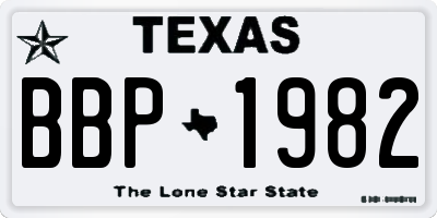 TX license plate BBP1982
