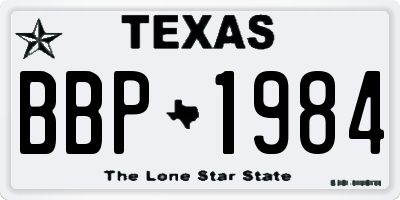 TX license plate BBP1984