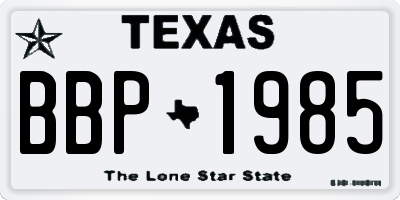 TX license plate BBP1985
