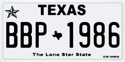 TX license plate BBP1986