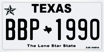 TX license plate BBP1990