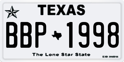 TX license plate BBP1998