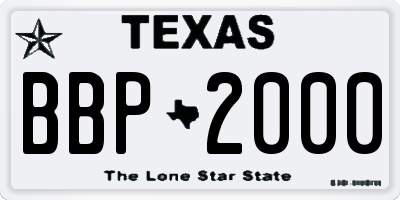 TX license plate BBP2000