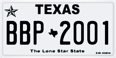 TX license plate BBP2001