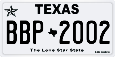 TX license plate BBP2002